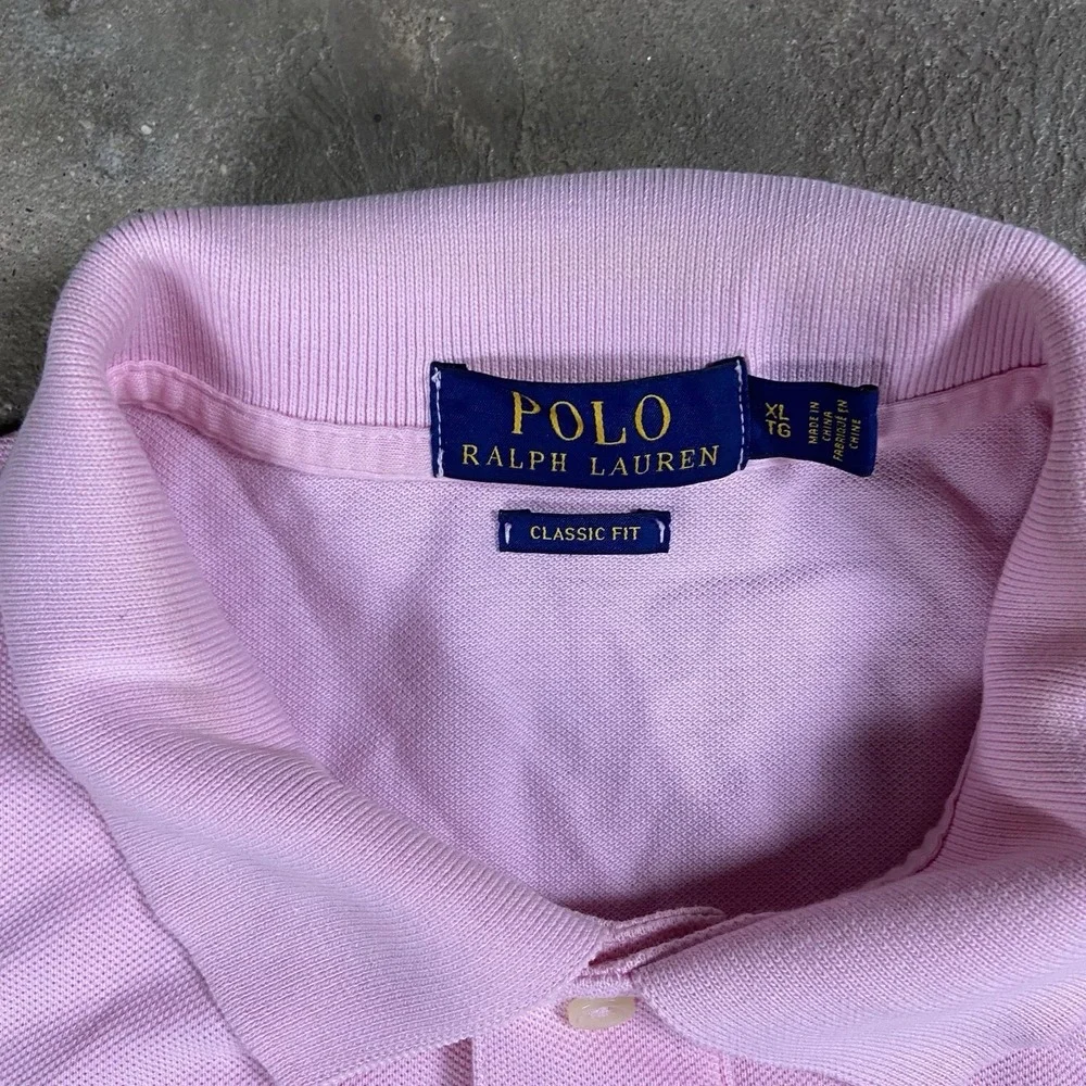 Polo Ralph Lauren‎ Polo Shirt Size XL Pink Classic Fit Short Sleeve Blue Pony